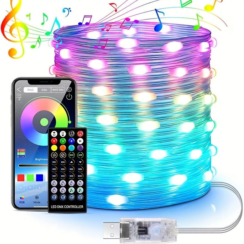 LED Christmas lights change color with remote and app control. USB powered for holidays and weddings.