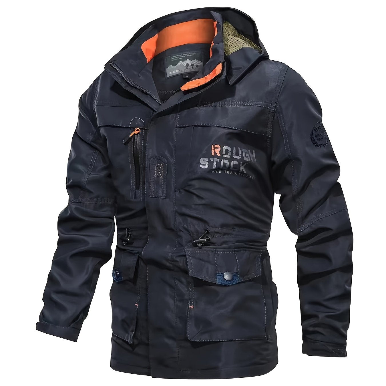 Men's versatile outdoor sports jacket with detachable hood and athletic style.