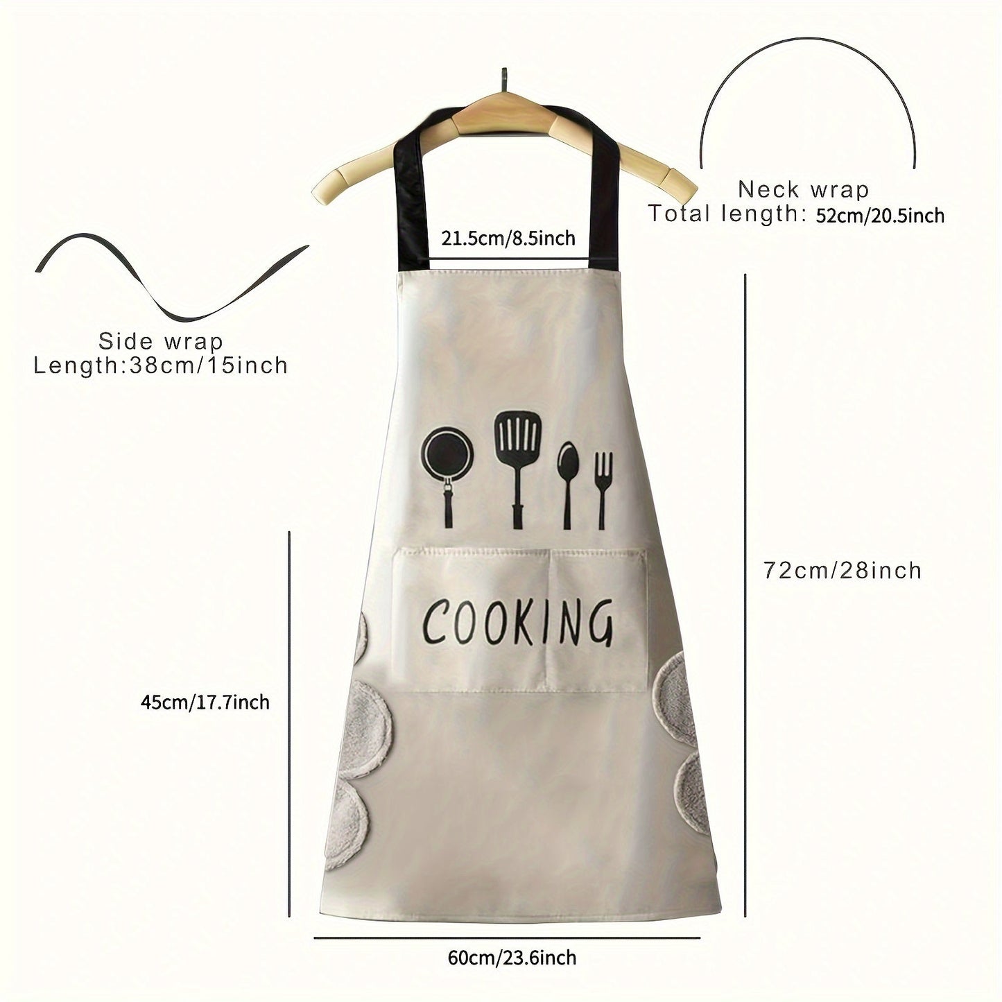 Large, durable PVC cooking and baking apron for women, featuring waterproof design and convenient hand wipe pockets.