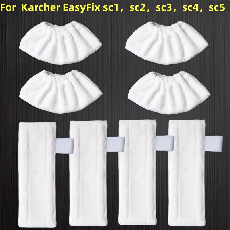 Set of 8 Microfiber Mop Pads designed for Karcher EasyFix Steam Cleaners - Fits SC2, SC3, SC4, SC5 Models - Accessories for Vacuuming and Floor Care