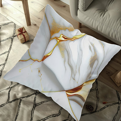 Polyester throw pillow cover with marble texture, 44.98x44.98 cm, machine washable, zipper closure, contemporary style. Double-sided design, no insert included. Ideal for various rooms.