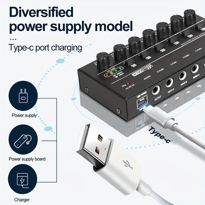 4-8 Channel Line Mixer with Ultra Low Noise, Easy Operation, DC5V Power Supply