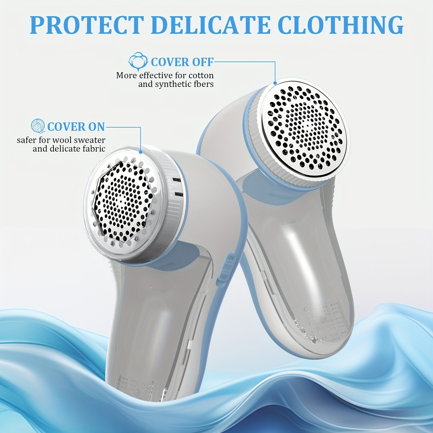 Fabric Shaver for removing lint and fuzz from various surfaces, USB rechargeable and portable.