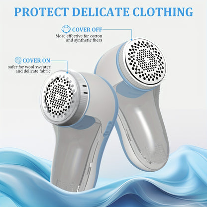 Fabric Shaver for removing lint and fuzz from various surfaces, USB rechargeable and portable.