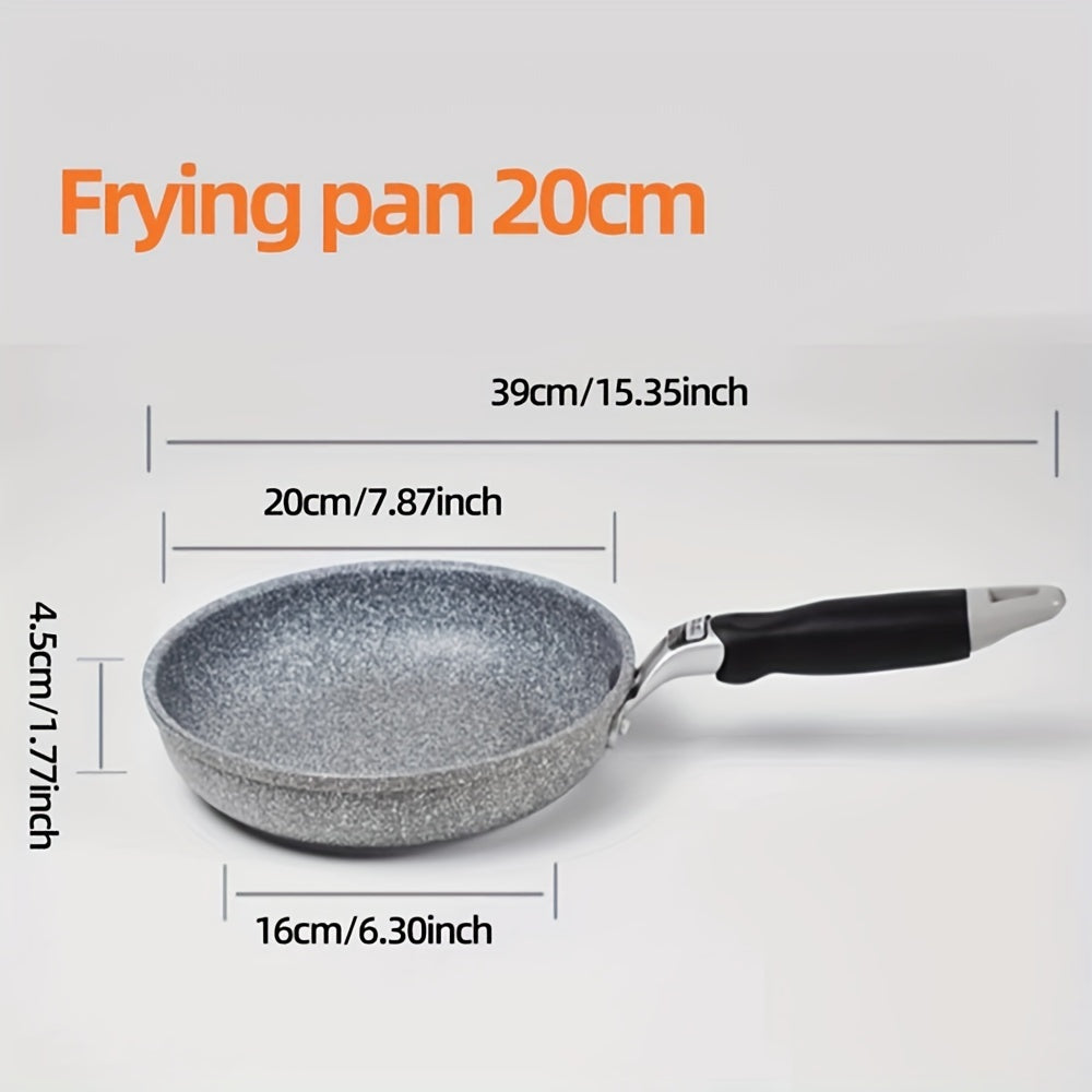 Durable 20cm Non-Stick Aluminum Frying Pan with Maifan Stone Coating - Suitable for Gas, Induction & Electric Stoves, Easy to Clean and Versatile