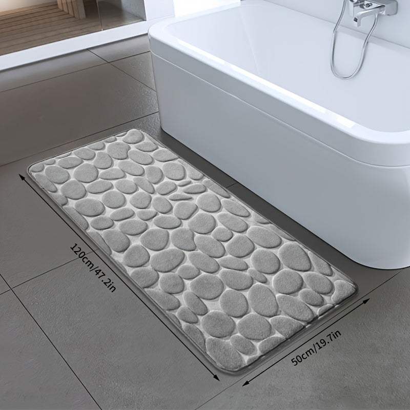 Quick-Dry Pebble Bath Mat, Thick Non-Slip Sponge Floor Mat for Bathroom, Machine Washable, Soft Coral Fleece - Ideal for Home Decor in Kitchen, Laundry Room, Bedroom, and Bathroom.