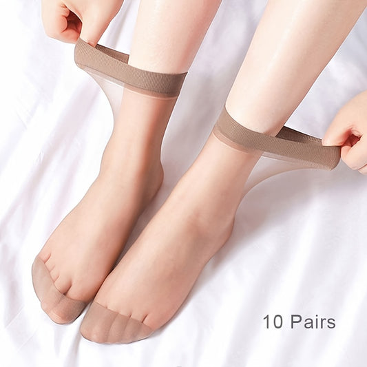 10 Pairs of Women's Sheer Thin Mesh Socks for Breathable Comfort