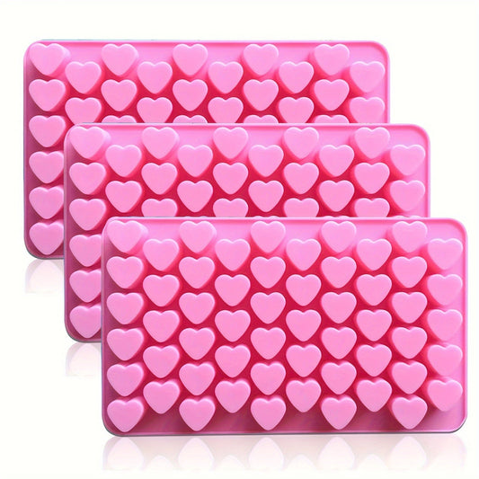 One piece or three pieces available of Non-Stick Heart Shaped Silicone Chocolate And Gummy Mold, perfect for Candy, Fondant, and kitchen baking. Ideal for Valentine's Day decorations.