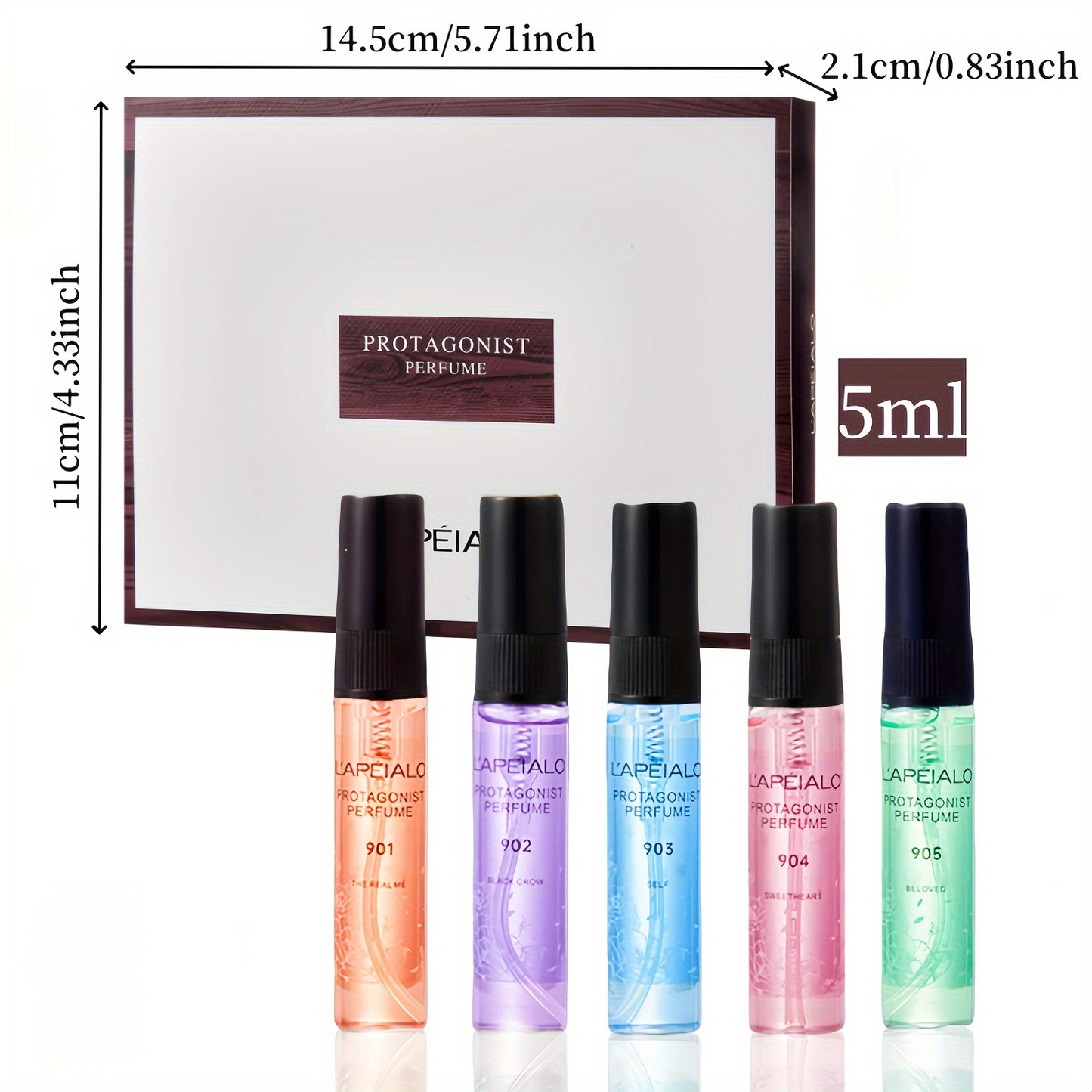 5-piece Women's Perfume Gift Set: 5ml Floral scent, long-lasting, alcohol-infused, ideal for travel or pocket use.