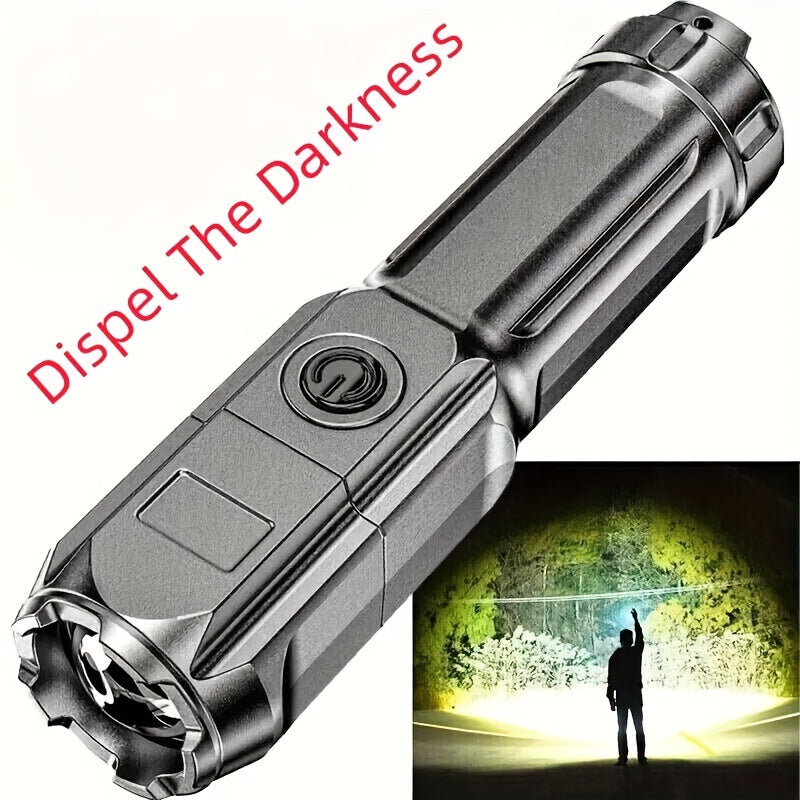 Portable telescopic flashlight with powerful zoom capabilities for outdoor and home use.