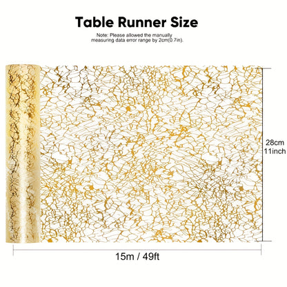 Luxurious Golden Glitter Table Runner - 274.32cm/14.94m, ideal for weddings, birthdays, showers, Christmas.