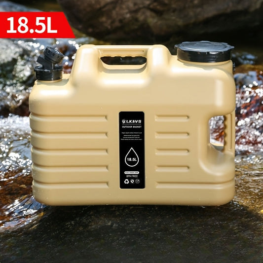 1 piece of rugged outdoor water bucket with spigot, 18.5L plastic storage container perfect for camping, home use, car drinking, and versatile for all seasons.