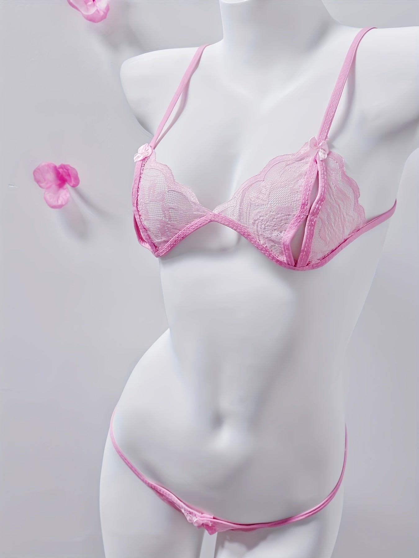 3-point sexy lingerie with hollow and transparent design, drawstring closure, for a night of temptation and seduction.