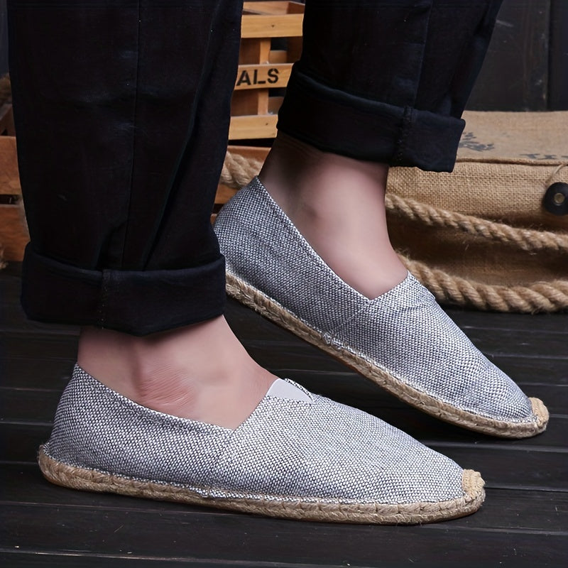 Men's slip-on espadrilles for casual comfort while walking.