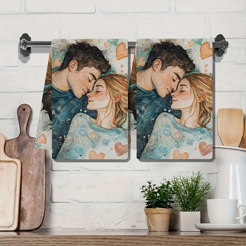 Set of 2 luxurious kitchen towels with a romantic "The One Where We Were Quarantined" theme. These towels are ultra soft, highly absorbent, and machine washable. Each towel measures 40.64x60.96 cm, making them perfect for Valentine's Day decor or