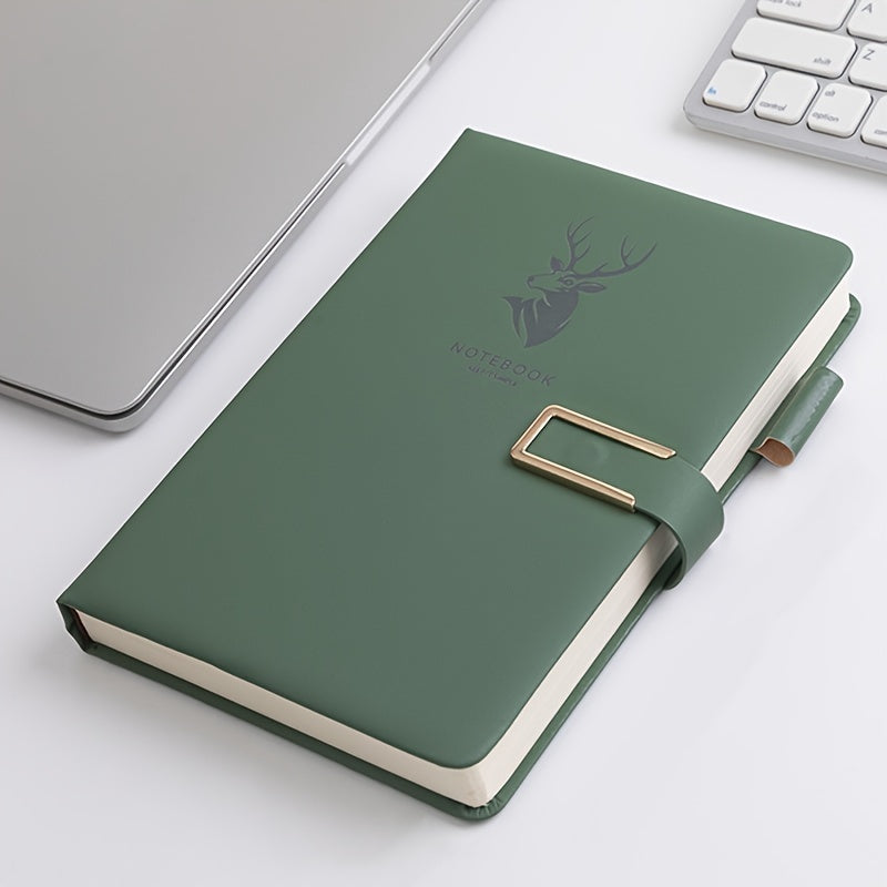 Premium faux leather notebook with buckle closure, 160 waterproof square grid pages for home, office, and study use.