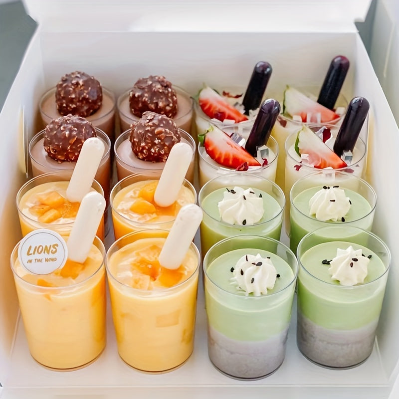 Disposable Dessert Cups - Set of 50, Made of PS Polystyrene, Hand Wash Only, Versatile and Recyclable Clear Cups for Parties, Restaurants, and Catering - Perfect for Serving Mousse, Pudding, Cake, and Ice Cream - Great for Innovative Uses