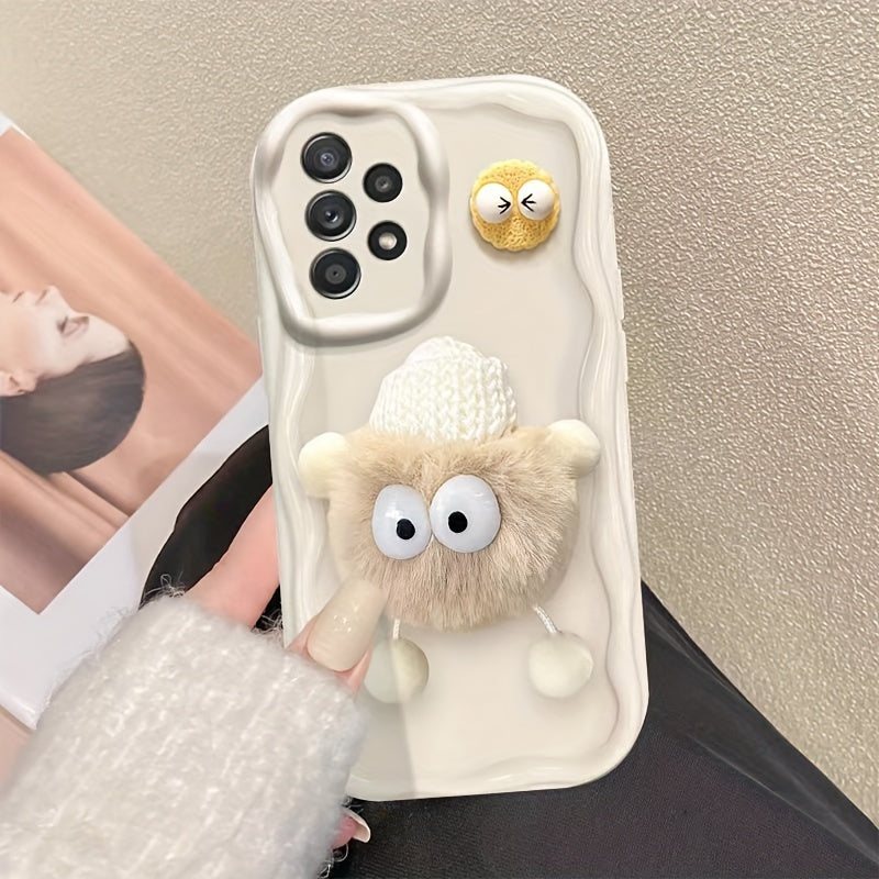 Soft plush cookie-shaped phone case compatible with various Samsung models including A15, A52, A73, A13-4G, A54, S20 FE, S22, S23, A05s, A12, A25, A23, and A33.