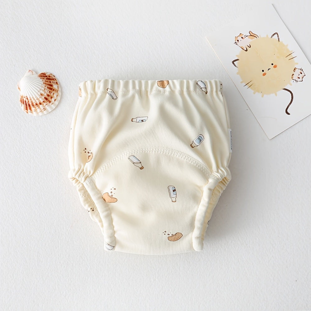 Type A Pure Diapers - Cute Little Bottles Spring/Summer Seasonal Korean Style Gauze Potty Training Learning Pants and Waterproof Cloth Diapers.