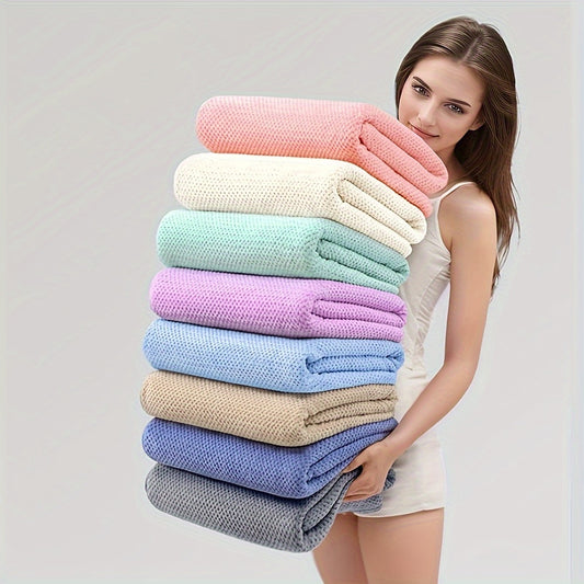 4-piece coral velvet bath towel set in solid colors. Quick dry and super absorbent, ideal for showers, hotels, gyms, and spas. Size: 89.92x170.18 cm.