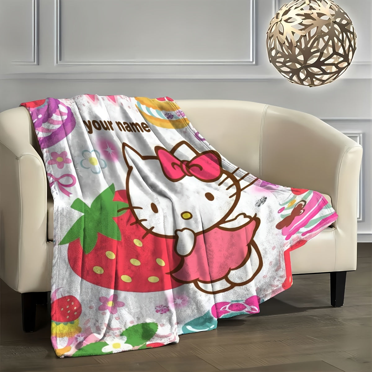 Decorate your space with this adorable Cartoon Hello Kitty Customized Blanket! Made from soft and cozy flannel, this blanket is perfect for keeping you warm and comfortable in any season. It's also a great gift idea for Hello Kitty fans. Add a touch of