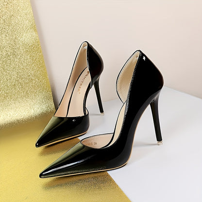 Elegant stiletto high heels with pointed toe.