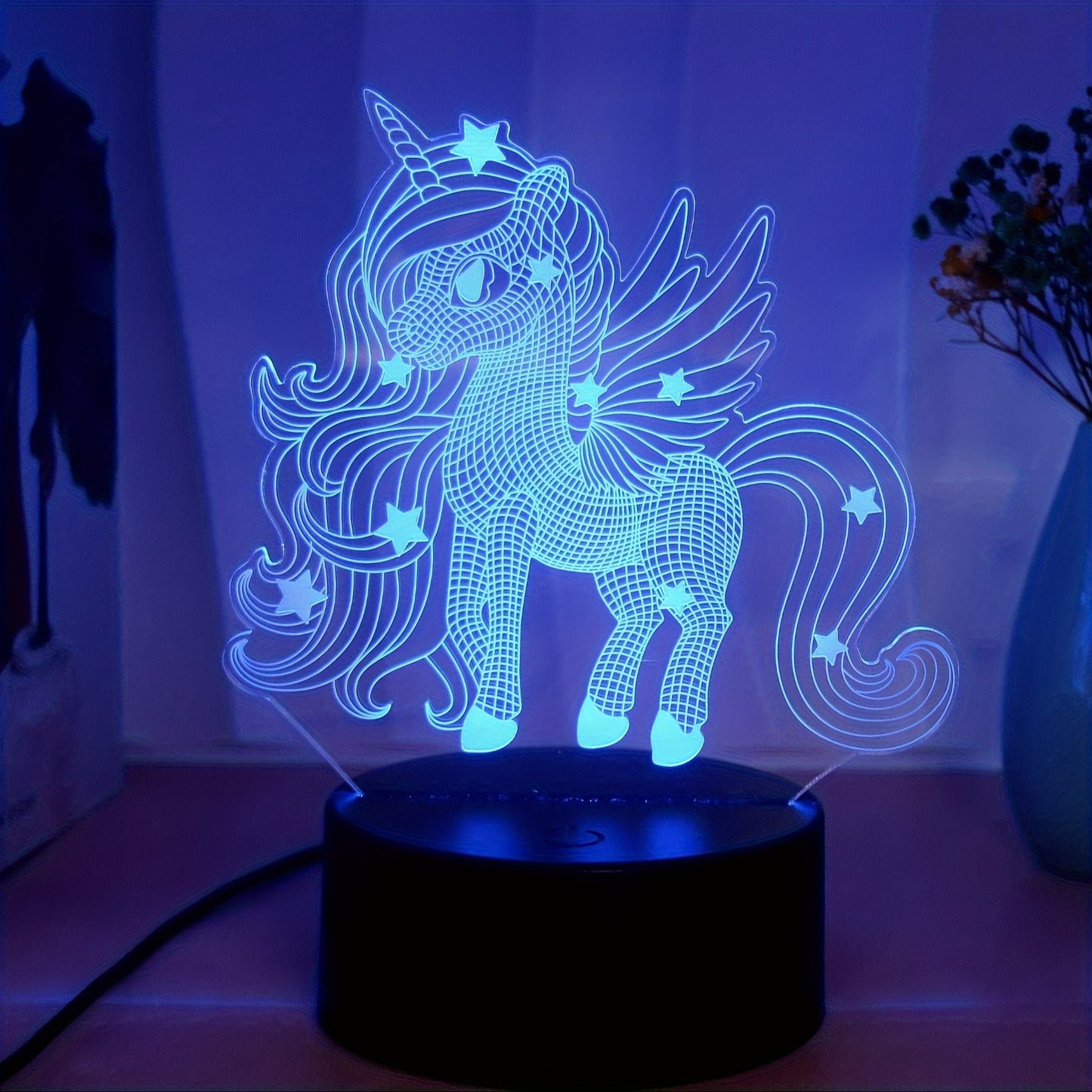 Unicorn LED Night Light with Celestial Shine - 3D Illusion, Touch-Control, USB Power