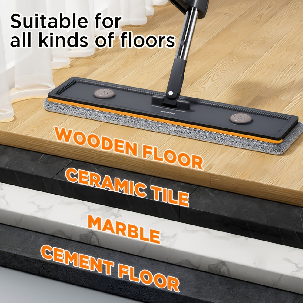 Introducing the Joybos Microfiber Flat Mop and Handle Set with 4 Washable Pads, 1 Holder, and Durable Plastic Construction. This manual operation mop features an extendable handle reaching up to 151.89cm, making it perfect for cleaning living rooms