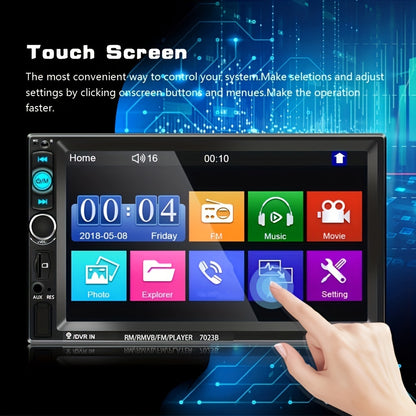 PODOFO 7" HD Touch Screen Car Stereo with Mirror Link, USB FM Autoradio, Remote Control, Steering Control, Universal Driving Position, ≤36V Operating Voltage, No Battery Needed