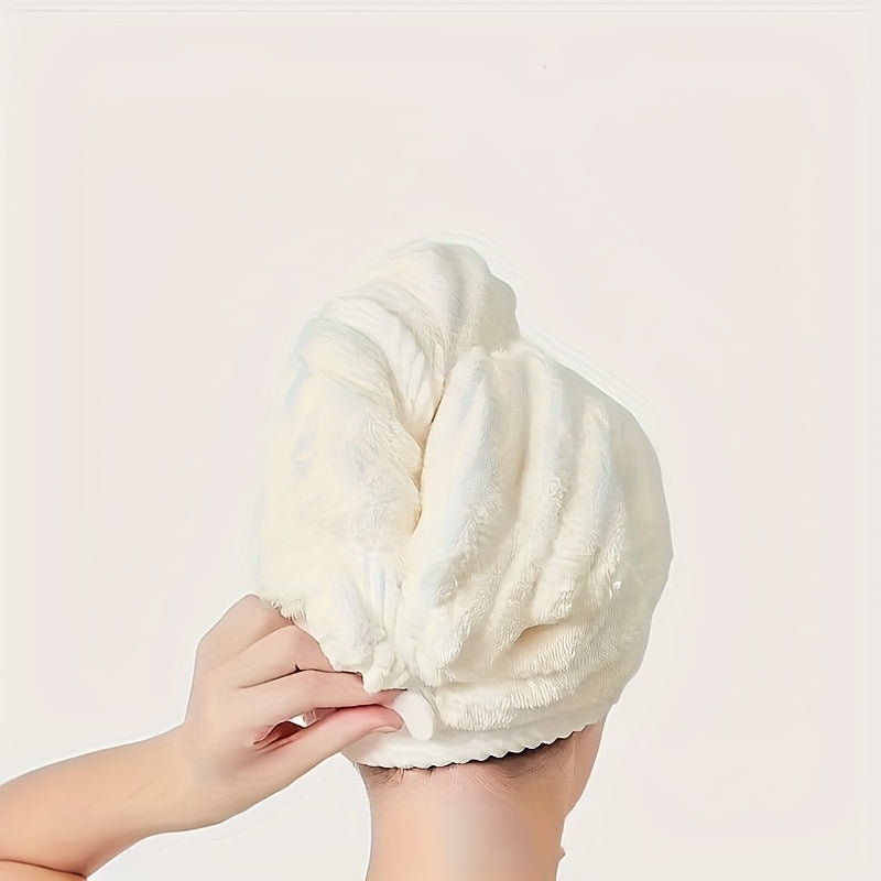 Contemporary soft hair towel pack made of 100% polyester for quick drying and gentle use, no hair dryer required, essential for everyday bathroom use.