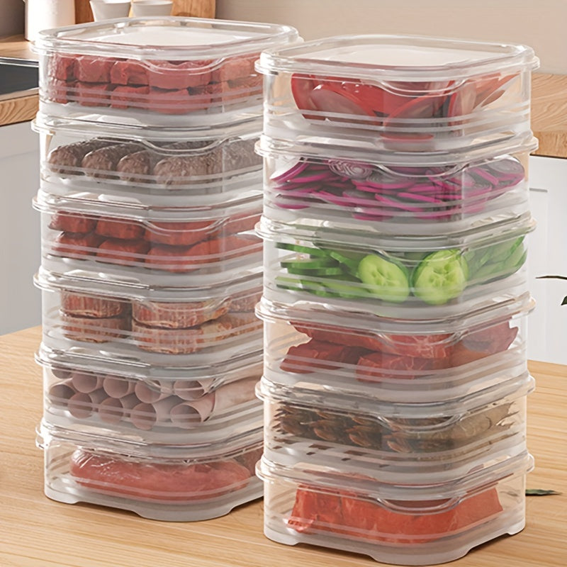 Stackable Refrigerator Organizer Bins with Lids - Set of 6/8/10/12, Clear Plastic Pantry Storage Containers for Fruit and Vegetables, Ideal for Home Kitchen Supplies