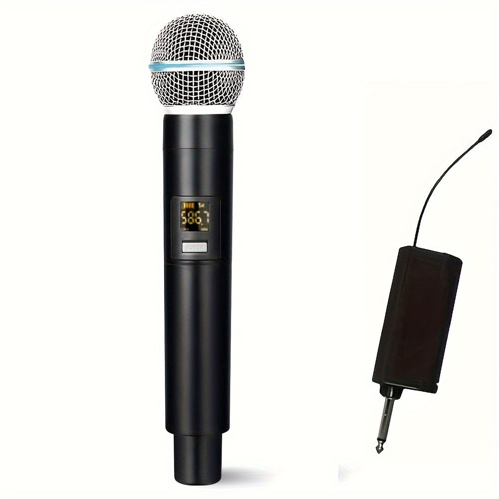 UHF professional handheld dynamic microphone with receiver for amplifier PA system, perfect for karaoke and Eid Al-Adha celebrations.