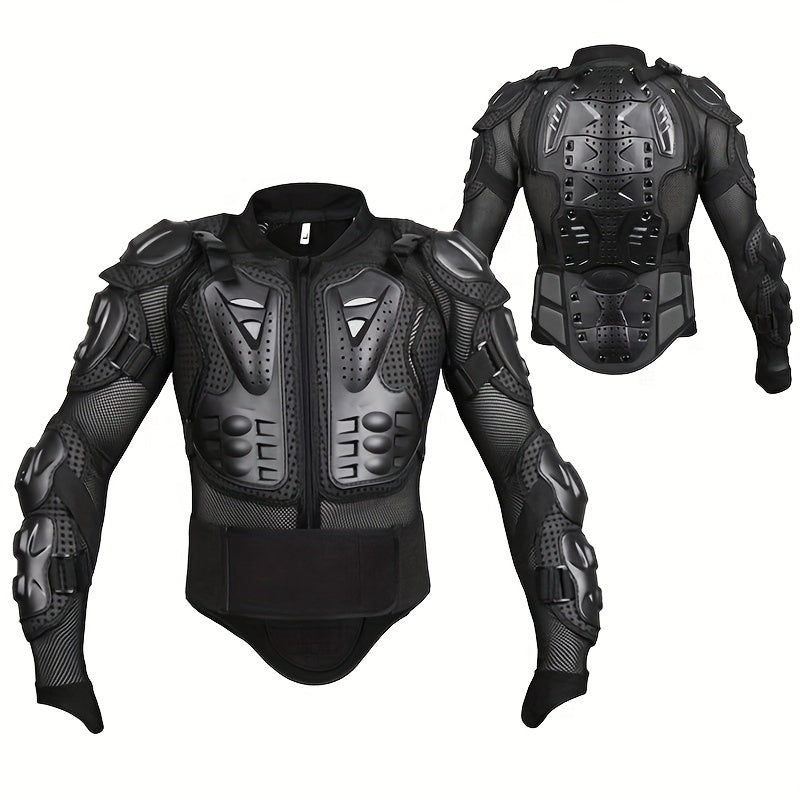 Motorcycle body armor for men and women, offers chest, shoulder, elbow, and back protection. Available in sizes S-3XL.