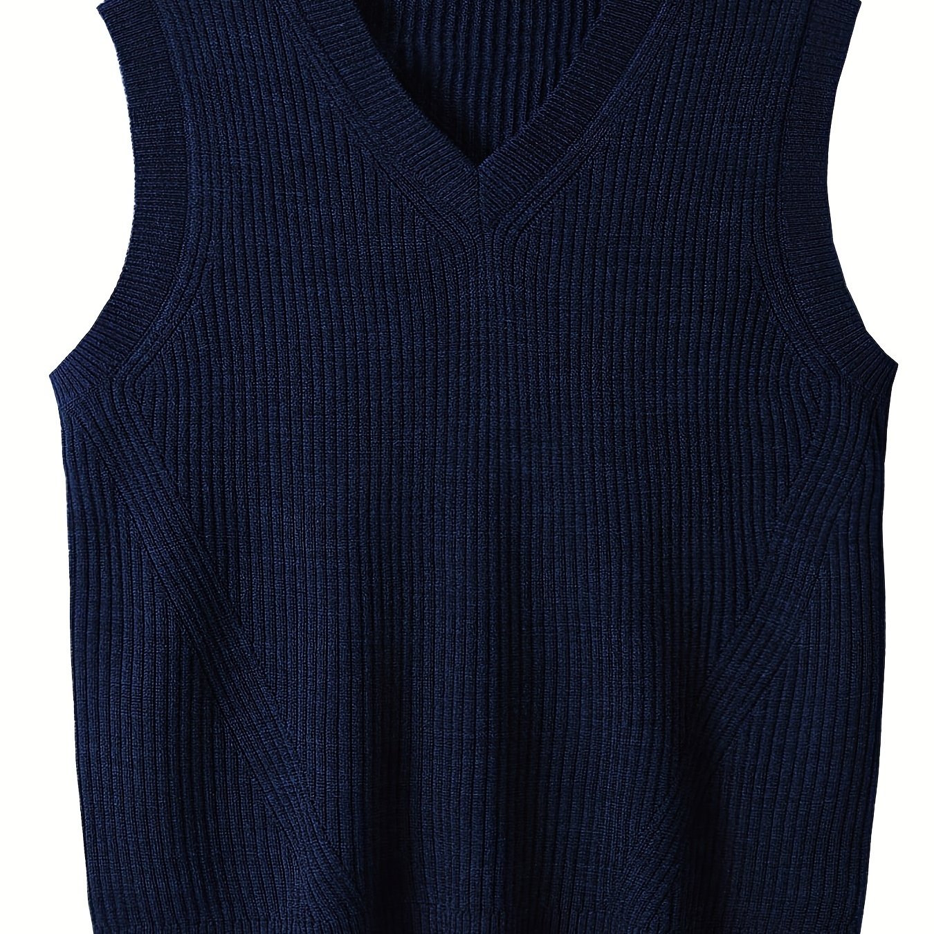 Oversized solid knit vest sweater for plus size men, perfect for spring and autumn, trendy sleeveless style for males.