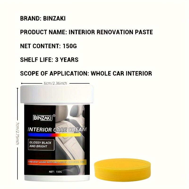 BINZI Interior Car Refurbishment Cream - 100ml: Revitalize your car interior with gloss black & red cleaner for plastic parts, dashboard wax, seat restoration, and tire shine. See dramatic