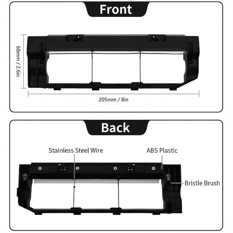 Black Main Brush Cover Replacement for Roborock S6 MaxV, S6, S6 Pure, E4, S4 Max, S4, S5 Max, S5, E35, and E2 Robot Vacuum Cleaners - Floor Attachment [Popular Choice]