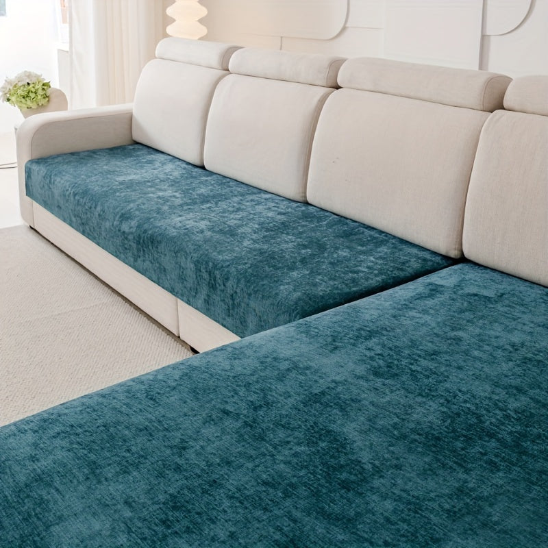 Chenille sofa protection pad set - pet-friendly, non-slip, scratch-resistant - machine washable polyester covers for various sofa sizes.