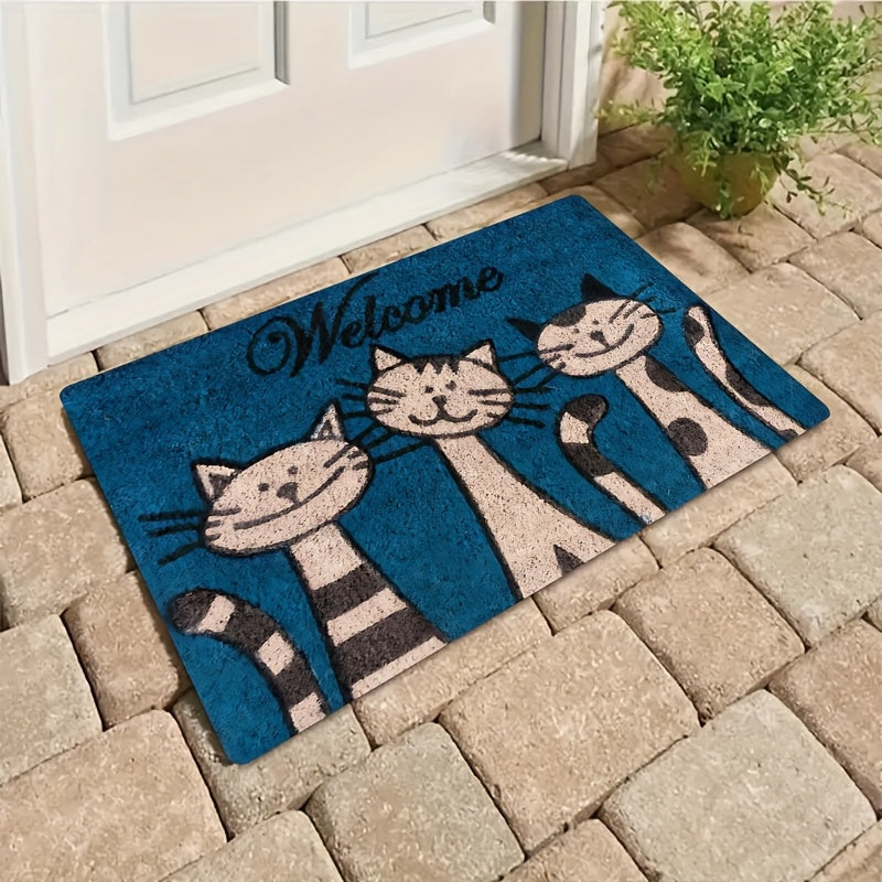 Welcome guests with the adorable Charming Cat Pattern Door Mat! This durable rug is dirt-resistant, absorbent, and machine washable, making it ideal for both indoor and outdoor use. Perfect for any room in the house - living room, bedroom, bathroom