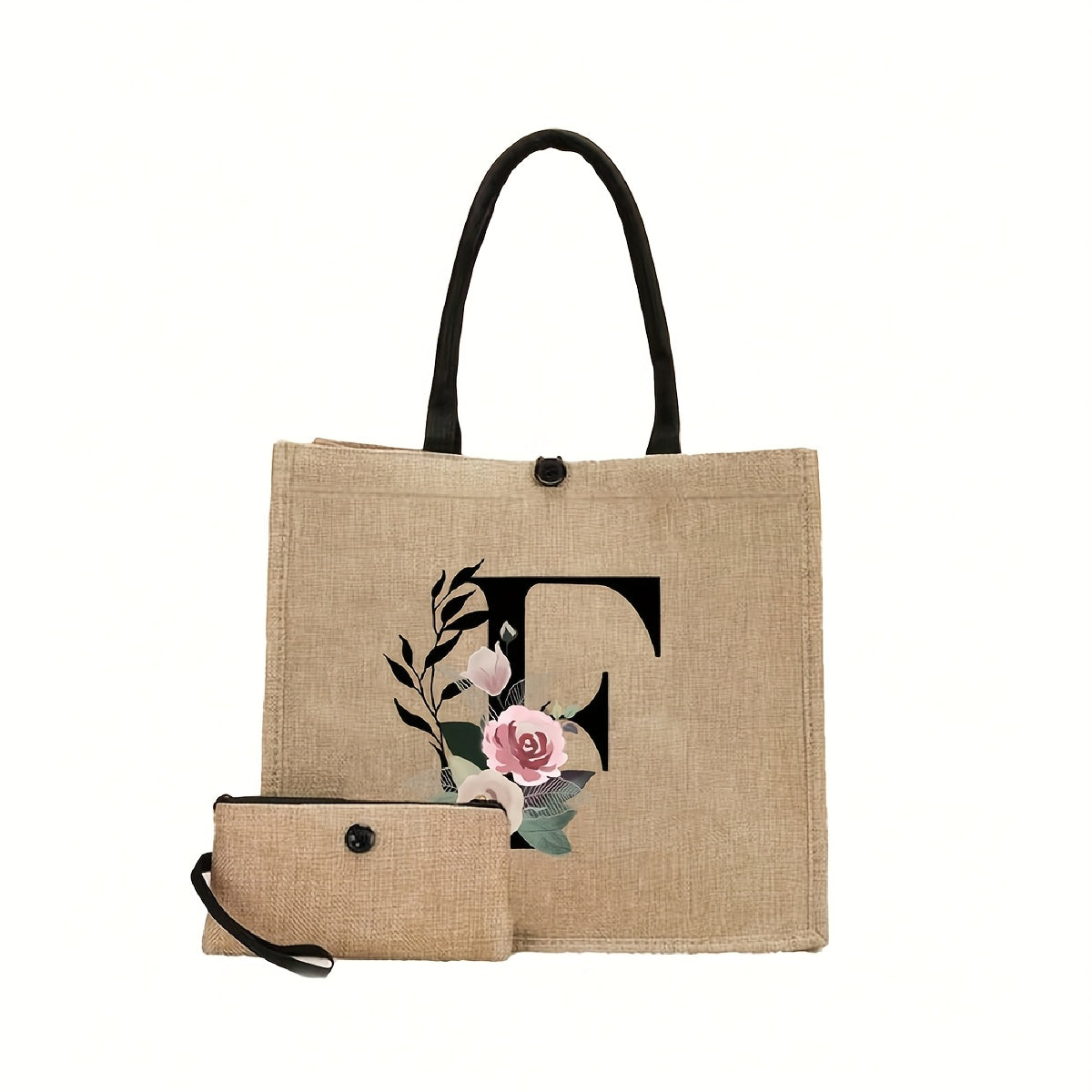 New design linen handbag with large capacity for multiple uses: travel makeup, teacher tote, shopping bag. Perfect gift for women and teachers. Ideal choice for casual storage and shopping.