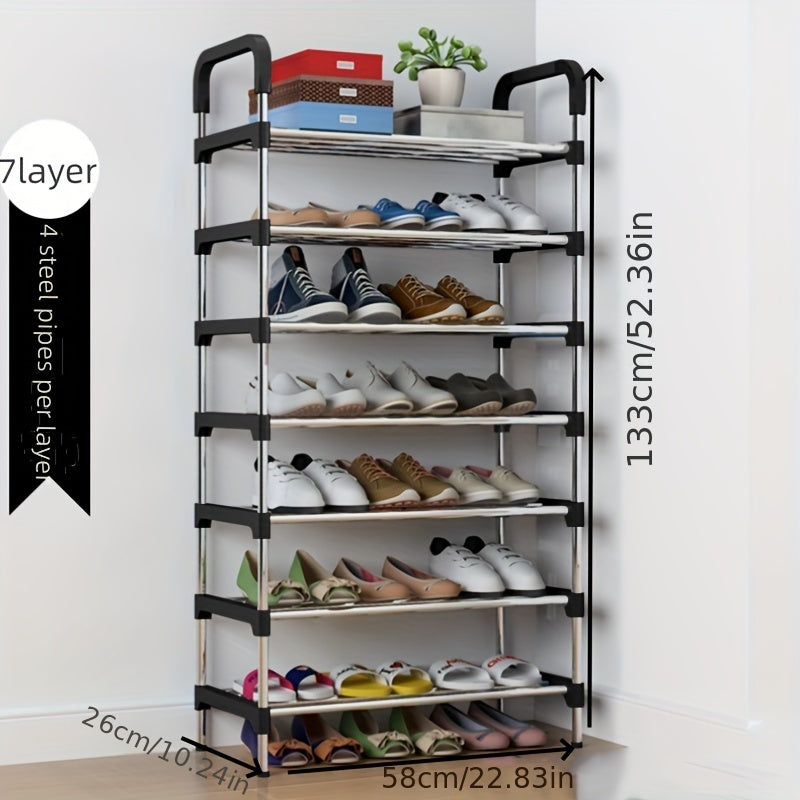 Metal Shoe Rack with 8 Tiers - Ideal for Entryway, Porch, Patio, Bedroom, Living Room - Durable Freestanding Shoe Organizer Saves Space in Any Room