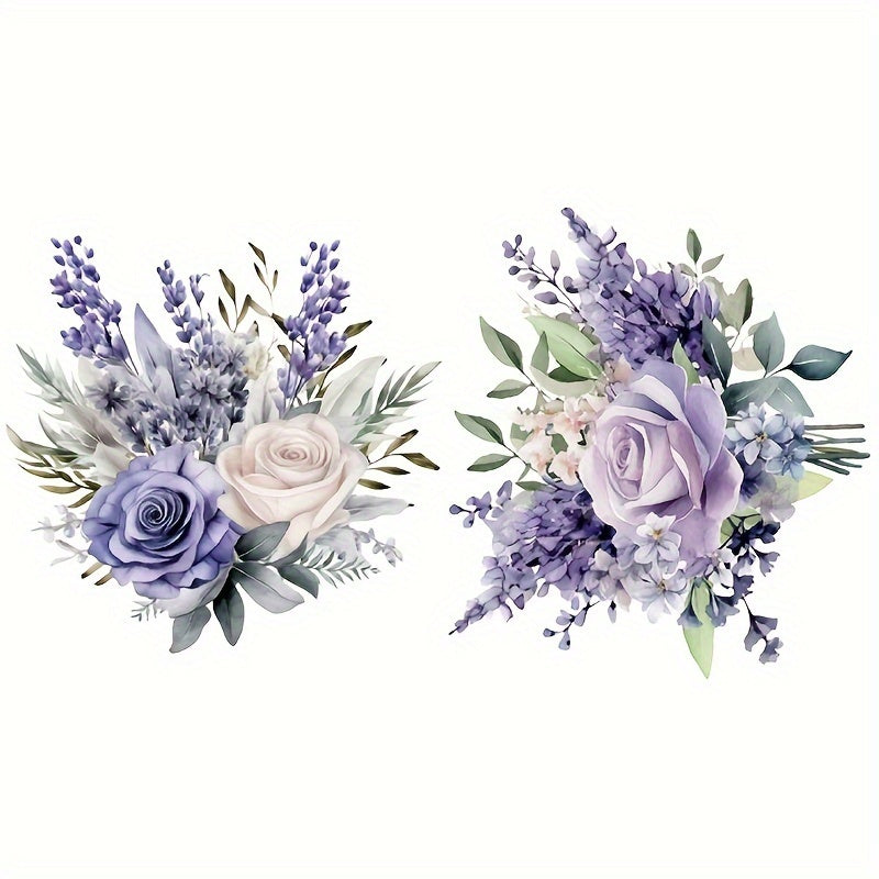 One purple flower style toilet sticker set for restroom renovation, self-adhesive and removable, perfect for home decoration.