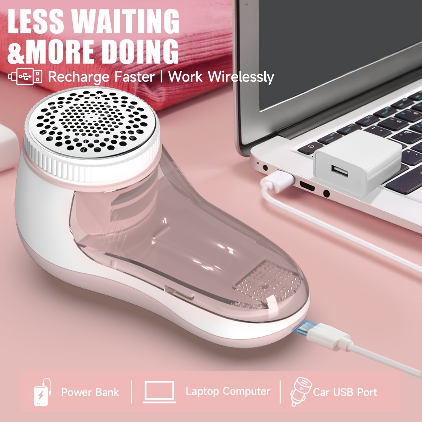 1 set including a 2-in-1 fabric shaver with built-in lint roller and 6-leaf blade USB rechargeable sweater shaver for removing lint and fuzz from clothes, bedding, furniture, carpet, and