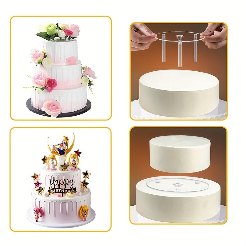 Cake Tier Stacking Kit with Separator Plates and Dowel Rods - Ideal for Weddings and Baking - Essential Kitchen Accessories for Home Bakers