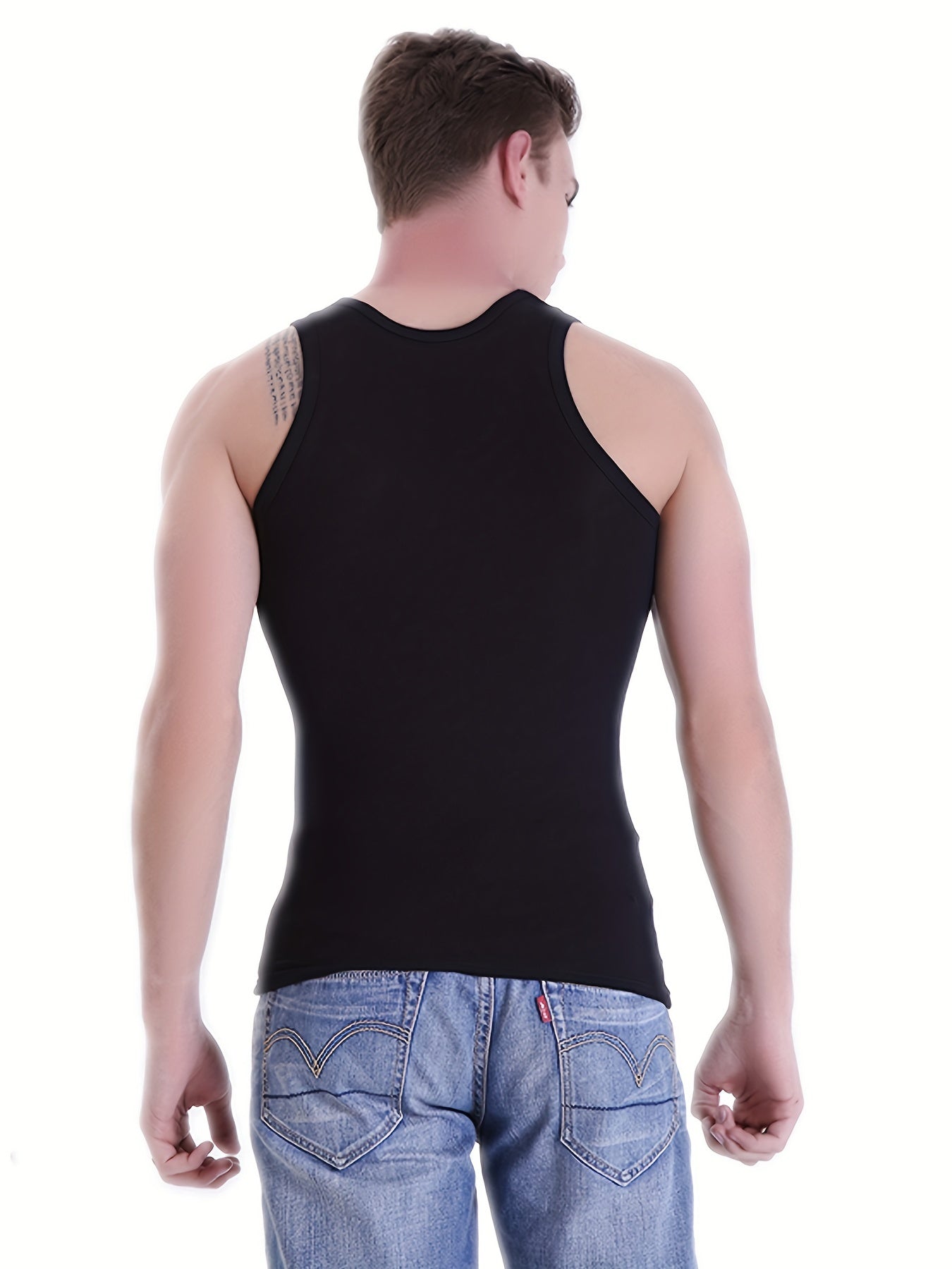 3 Men's Cotton Vests, Sleeveless Slim Fit Fitness Tops