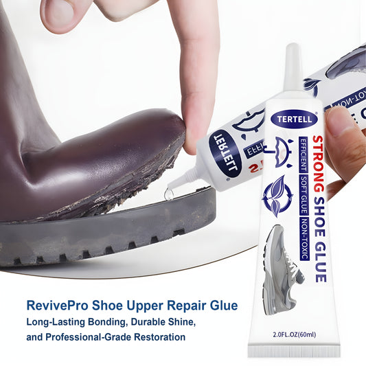 REVIVEPRO Strong Shoe Repair Glue - Ideal for sneakers, faux leather, resin crafts. Professional grade bonding in a 2.0fl.oz tube with easy applicator nozzle. Flexible and long-lasting.