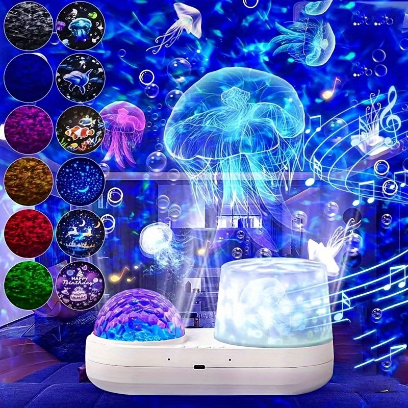 Newly Designed LED Night Light, Ocean Light Projector with 360 Degree Rotation and 6 Color Projection - Perfect Birthday Gift