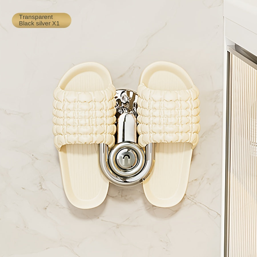 Simple Installation Wall-Mounted Slipper Rack - No Drilling Needed, Convenient Water-Draining Design for Bathroom Shoe Storage, Organizer for Shoe Storage.