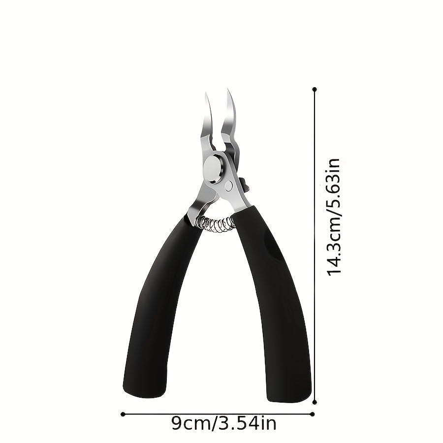 Stainless steel nail clipper set with edge trimmer and embedded toenail clipper for thick nails, designed for precision trimming and ingrown nails.