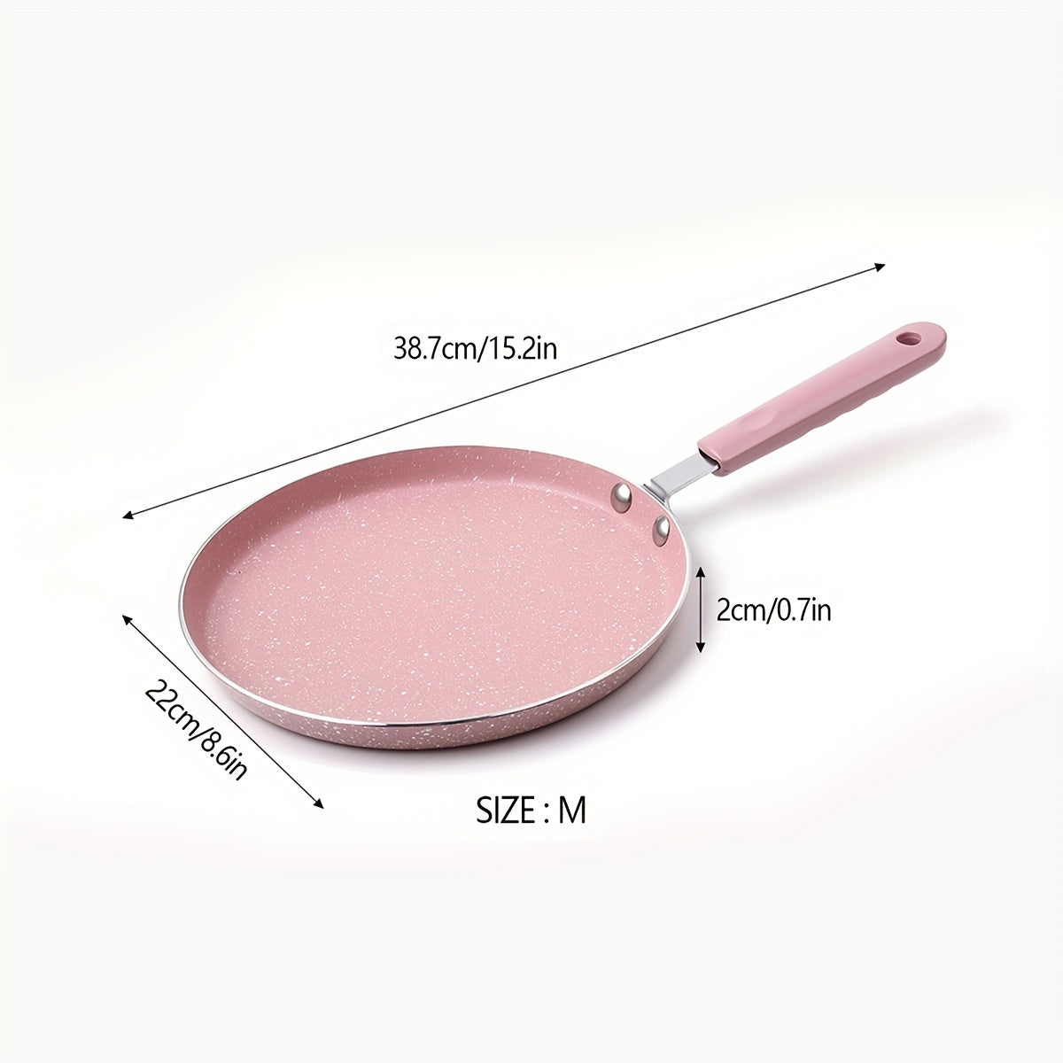 Pink non-stick skillet made of zinc alloy - ideal for cooking steak, pancakes, crepes, omelets, and breakfasts. Must be hand washed.