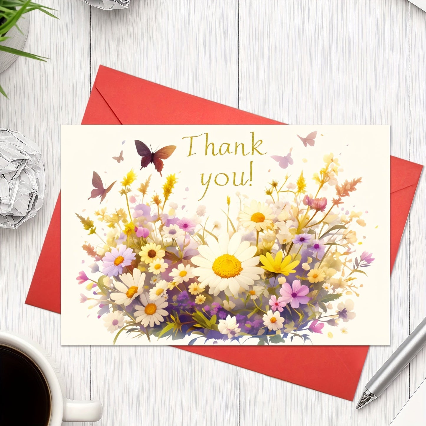 Thanksgiving Greeting Card Set from JOYASIS: Blank Handwritten Envelope, Elegant Floral Design, Foldable Gratitude Card, Unique Encouragement Blessing, Suitable for Young Adults, Relatives, Peers, and Acquaintances. Made with Durable Paper, Rectangular